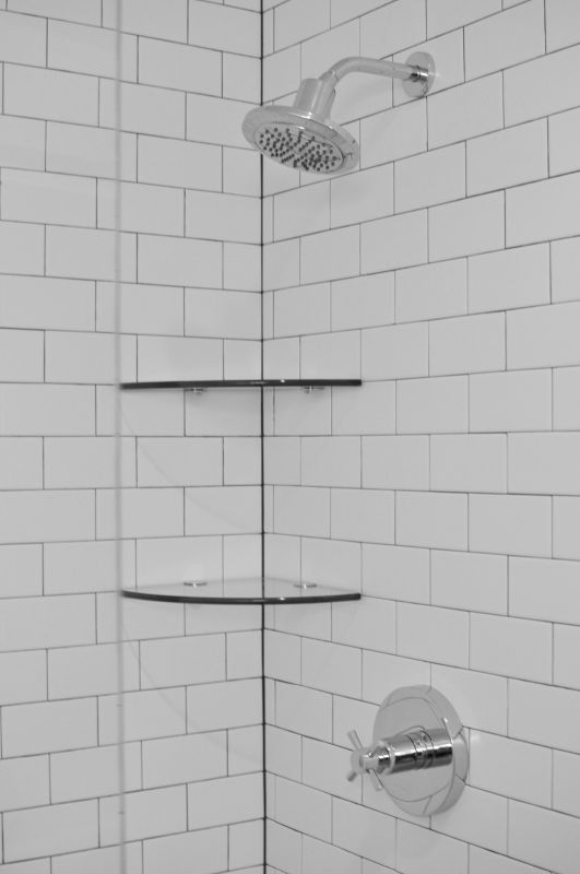 Black Matte Fixtures with White Tiles